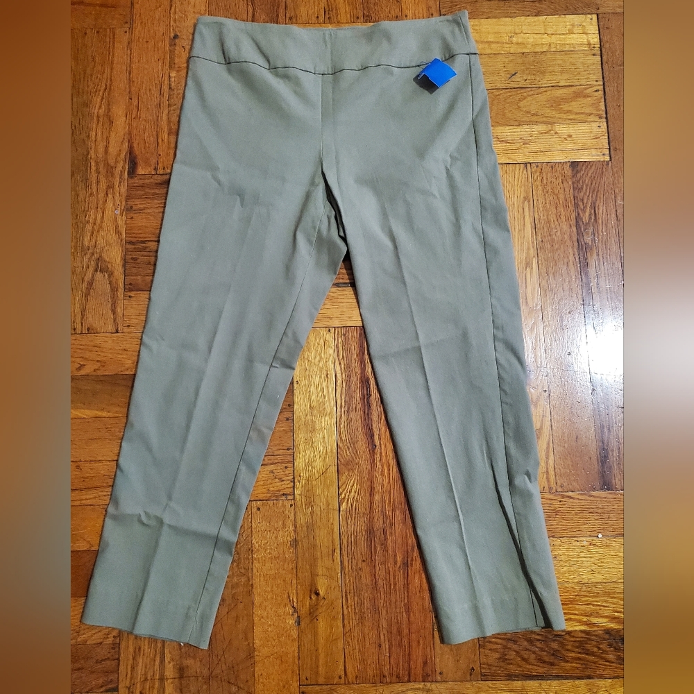 Elliot Lauren Olive Green Career stretch ANKLE Trousers Pants Size 10